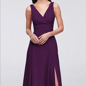 David’s Bridal Surplice Tank Long Chiffon Bridesmaid dress. Size 12. Plum.
